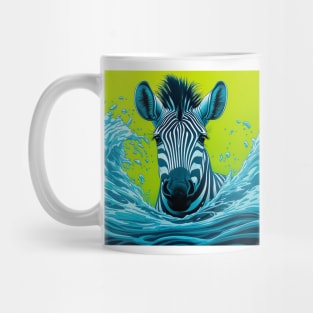 Zebra splashes water while swimming Mug